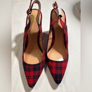 New York & Company Red and Black Plaid Heels